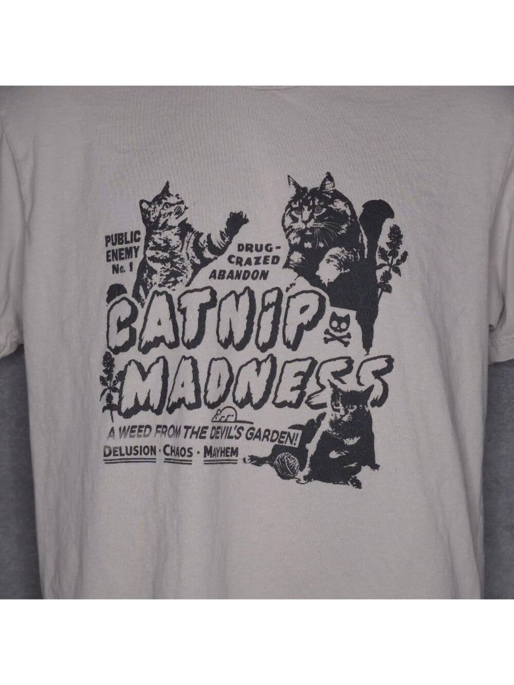 Catnip Madness Graphic Unisex T-Shirt Next Level Apparel Beige L Cotton